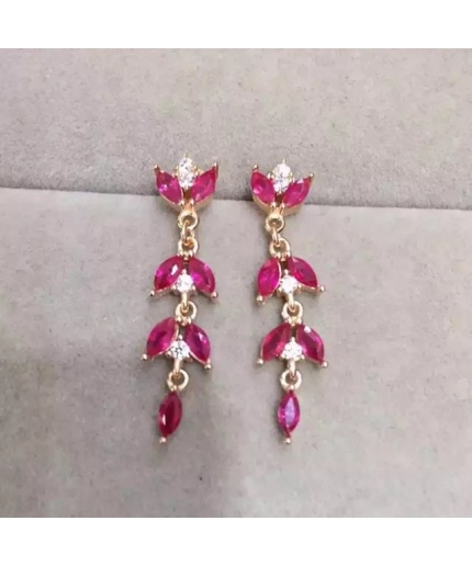 Natural Ruby Drop Earrings, 925 Sterling Silver, Ruby Earrings, Ruby Silver Earrings, Ruby Luxury Earrings, Marquise Cut Stone Earrings | Save 33% - Rajasthan Living