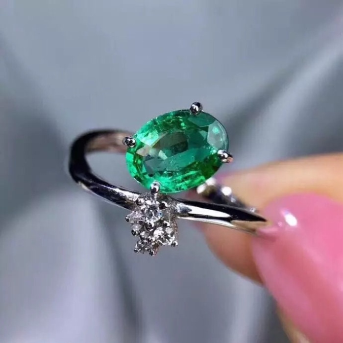 Natural Emerald & Cubic Zirconia Woman Ring, 925 Sterling Silver, Emerald Ring, Statement Ring, Engagement and Wedding Ring | Save 33% - Rajasthan Living 10