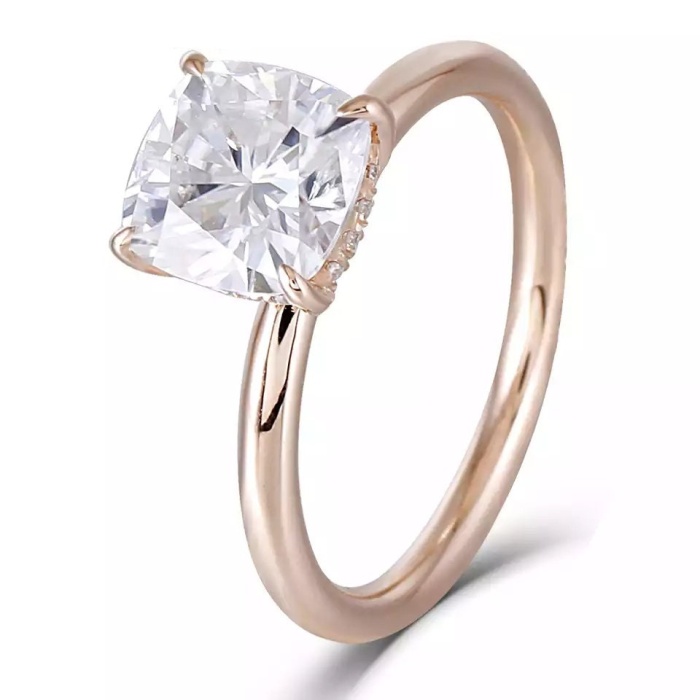 Moissanite Ring, 14k Rose Gold, 1.5ct Moissanite Ring, Engagement Ring, Wedding Ring, Luxury Ring, Ring/Band, Cushion Cut Ring | Save 33% - Rajasthan Living 6