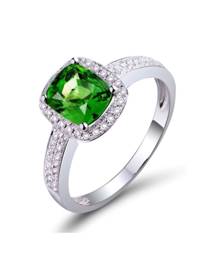 Natural Tsavorite Ring, 18k White Gold Ring, Tsavorite Ring, Engagement Ring, Wedding Ring, Luxury Ring, Ring/Band, Cushion Cut Ring | Save 33% - Rajasthan Living 5