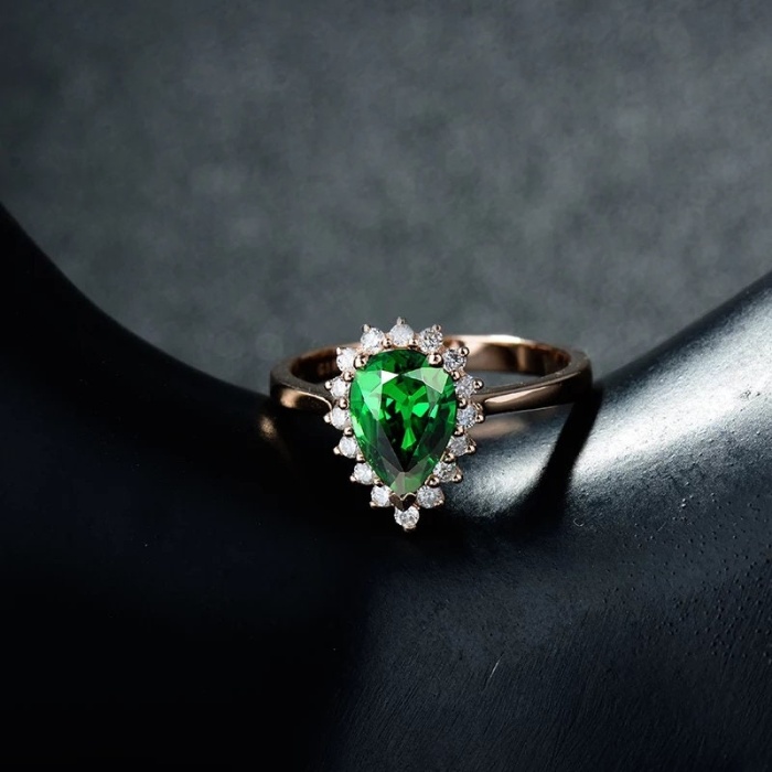 Natural Tsavorite Ring, 18k Rose Gold Ring, Tsavorite Ring, Engagement Ring, Wedding Ring, Luxury Ring, Ring/Band, Pear Cut Ring | Save 33% - Rajasthan Living 9