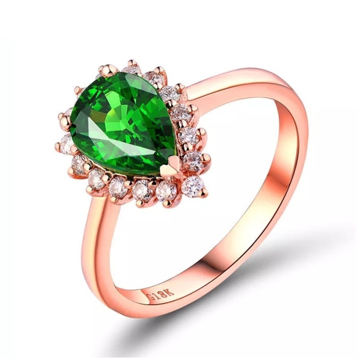 Natural Tsavorite Ring, 18k Rose Gold Ring, Tsavorite Ring, Engagement Ring, Wedding Ring, Luxury Ring, Ring/Band, Pear Cut Ring | Save 33% - Rajasthan Living 5