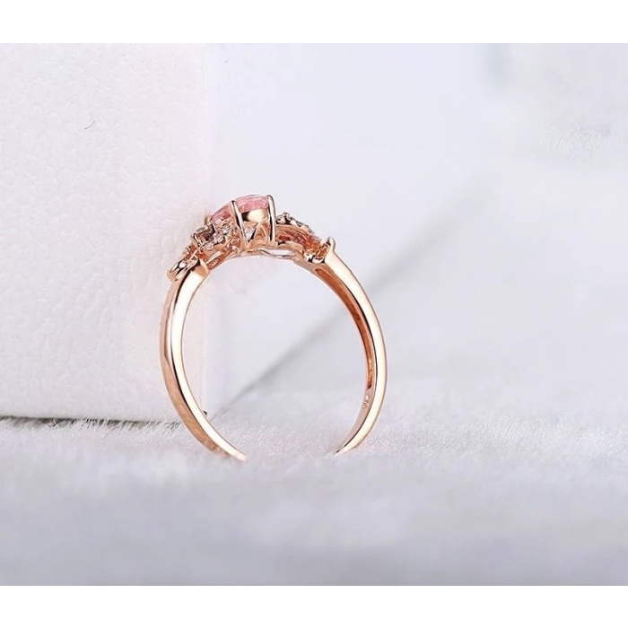 Morganite Ring, 14k Rose Gold Ring, Pink Morganite Ring, Engagement Ring, Wedding Ring, Luxury Ring, Ring/Band, Oval Cut Ring | Save 33% - Rajasthan Living 9