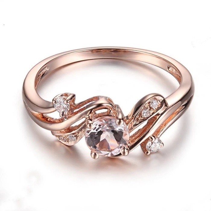 Morganite Ring, 14k Rose Gold Ring, Pink Morganite Ring, Engagement Ring, Wedding Ring, Luxury Ring, Ring/Band, Round Cut Ring | Save 33% - Rajasthan Living 5