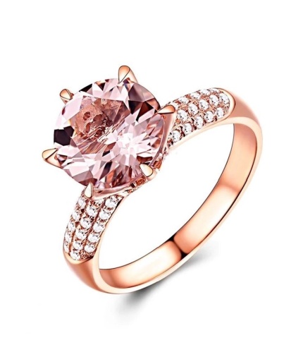 Morganite Ring, 14k Rose Gold Ring, Pink Morganite Ring, Engagement Ring, Wedding Ring, Luxury Ring, Ring/Band, Round Cut Ring | Save 33% - Rajasthan Living