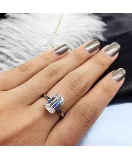 Moissanite Ring, 18k White Gold, 3ct Moissanite Ring, Engagement Ring, Wedding Ring, Luxury Ring, Ring/Band, Emerald Cut Ring | Save 33% - Rajasthan Living