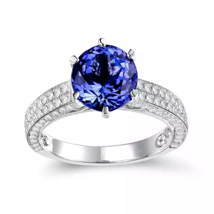 Natural Tanzanite Ring,14k Solid White Gold Engagement Ring,Wedding Ring, Tanzanite Ring, luxury Ring, soliture Ring, Round cut Ring | Save 33% - Rajasthan Living 5