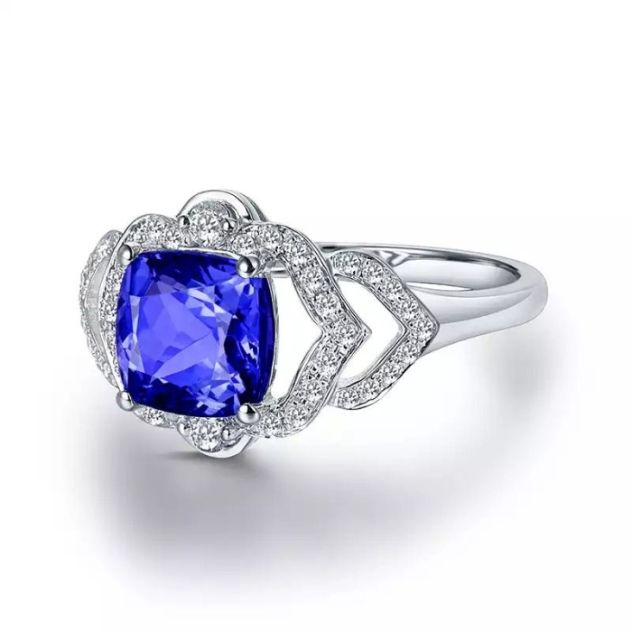 Natural Tanzanite Ring, 14k Solid White Gold Engagement Ring, Wedding Ring, Tanzanite Ring, luxury Ring, soliture Ring, Cushion cut Ring | Save 33% - Rajasthan Living 9