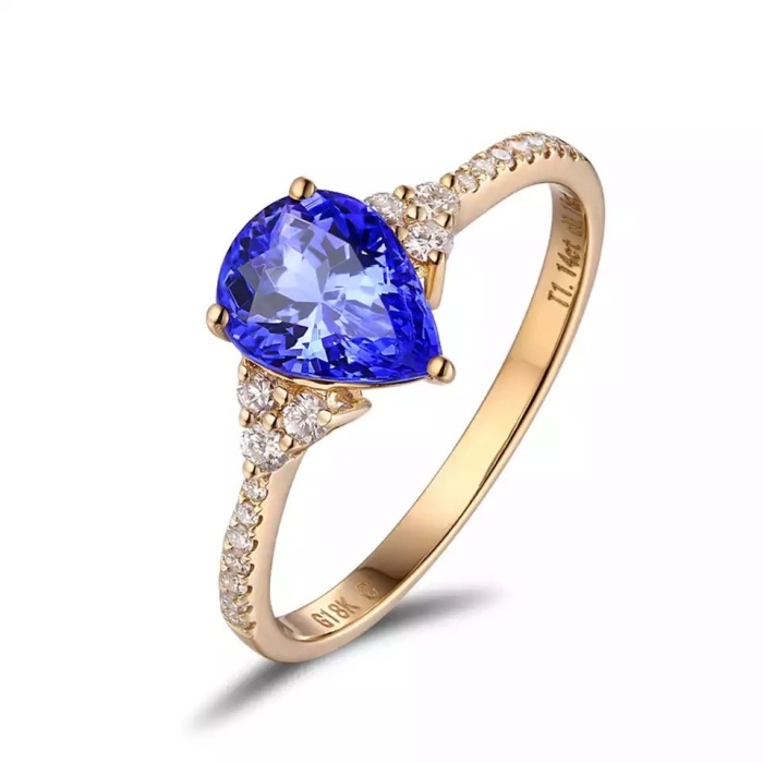 Natural Tanzanite Ring, 14k Solid Yellow Gold Engagement Ring, Wedding Ring, Tanzanite Ring, luxury Ring, soliture Ring, Pear cut Ring | Save 33% - Rajasthan Living 7