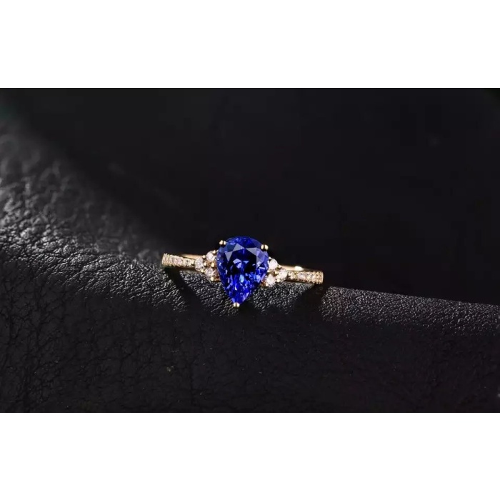 Natural Tanzanite Ring, 14k Solid Yellow Gold Engagement Ring, Wedding Ring, Tanzanite Ring, luxury Ring, soliture Ring, Pear cut Ring | Save 33% - Rajasthan Living 10