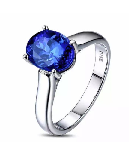 Natural Tanzanite Ring, 18k Solid White Gold Engagement Ring, Wedding Ring, Tanzanite Ring, luxury Ring, soliture Ring, Oval cut Ring | Save 33% - Rajasthan Living