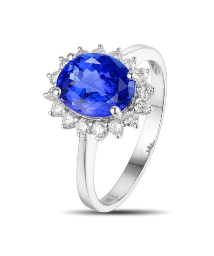 Natural Tanzanite Ring, 18k Solid White Gold Engagement Ring, Wedding Ring, Tanzanite Ring, luxury Ring, soliture Ring, Oval cut Ring | Save 33% - Rajasthan Living 3