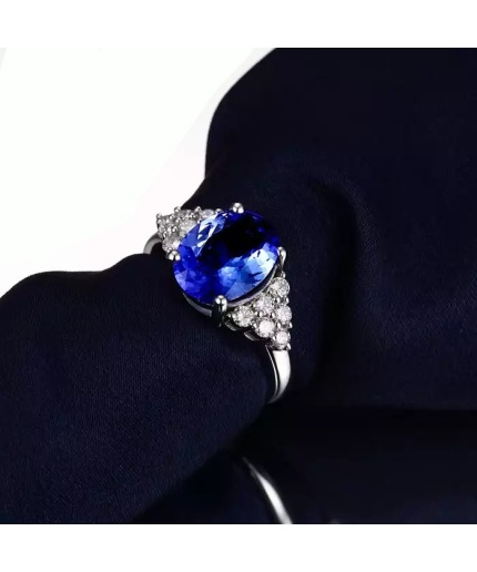 Natural Tanzanite Ring, 14k Solid White Gold Engagement Ring, Wedding Ring, Tanzanite Ring, luxury Ring, soliture Ring, Oval cut Ring | Save 33% - Rajasthan Living 7