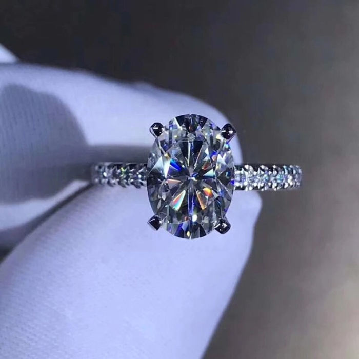 Moissanite Ring, 18k White Gold, 2.5ct Moissanite Ring, Engagement Ring, Wedding Ring, Luxury Ring, Ring/Band, Oval Cut Ring | Save 33% - Rajasthan Living 5