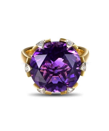 Natural Amethyst Ring, 14k Yellow Gold, Amethyst Engagement Ring, Amethyst Ring, Wedding Ring, Luxury Ring, Ring/Band, Round Cut Ring | Save 33% - Rajasthan Living 3