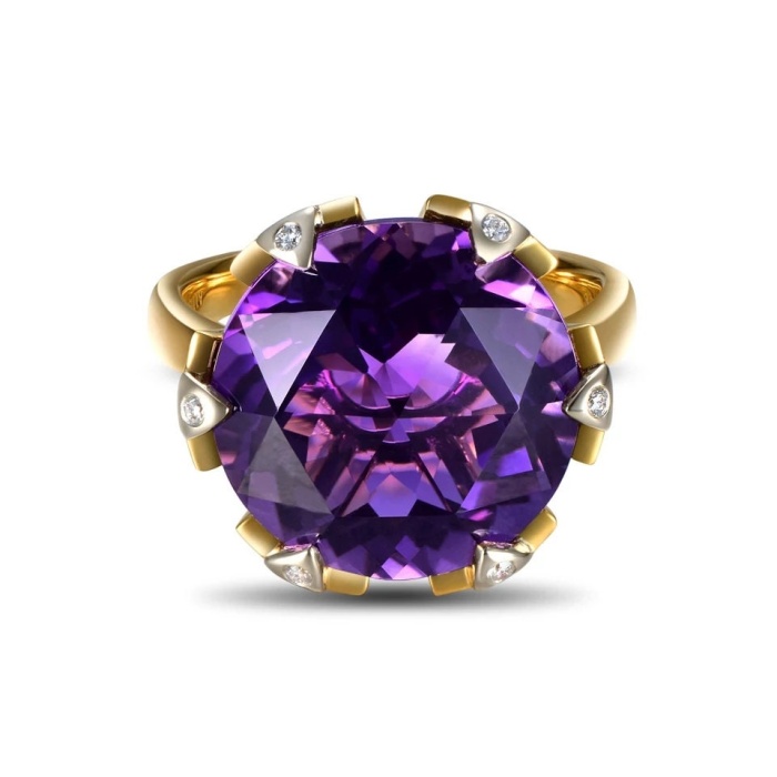 Natural Amethyst Ring, 14k Yellow Gold, Amethyst Engagement Ring, Amethyst Ring, Wedding Ring, Luxury Ring, Ring/Band, Round Cut Ring | Save 33% - Rajasthan Living 6