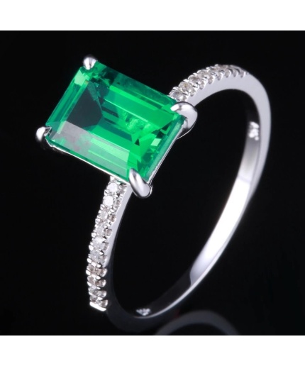 Emerald & Diamond Woman Ring, 14k White Gold, Emerald Ring, Jewelry, Statement Ring, Engagement and Wedding Ring, Emerald cut Ring | Save 33% - Rajasthan Living 3