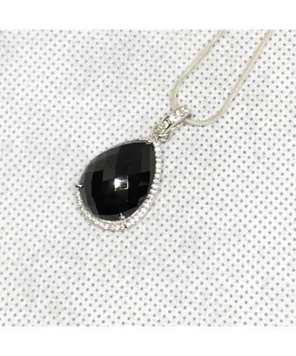 Natural Black Spinel Pendant, Engagement Pendent, Silver Spinel Pendent, Woman Pendant, Pendant Necklace, Luxury Pendent, Pear Stone Pendent | Save 33% - Rajasthan Living 3