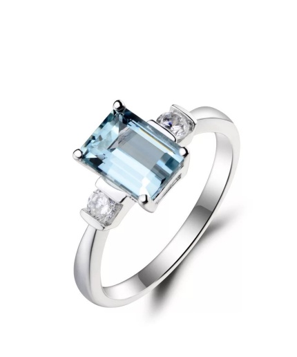 Natural Aquamarine Ring, 925 Sterling Silver, Aquamarine Ring, Engagement Ring, Wedding Ring, Luxury Ring, Ring/Band, Emerald Cut Ring | Save 33% - Rajasthan Living