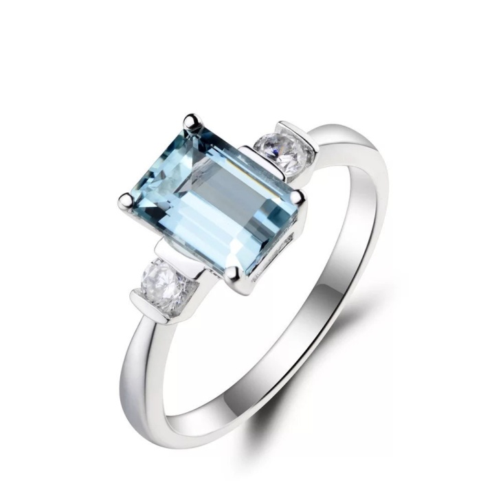 Natural Aquamarine Ring, 925 Sterling Silver, Aquamarine Ring, Engagement Ring, Wedding Ring, Luxury Ring, Ring/Band, Emerald Cut Ring | Save 33% - Rajasthan Living 5