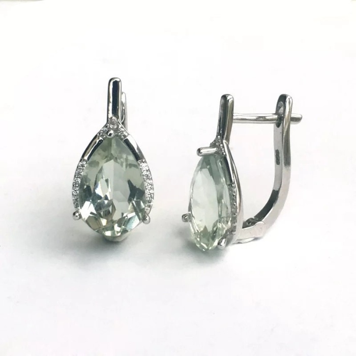 Natural Green Amethyst Drop Earrings, 925 Sterling Silver, Green Amethyst Earrings, Luxury Earrings, Green Amethyst Pear Earrings | Save 33% - Rajasthan Living 6