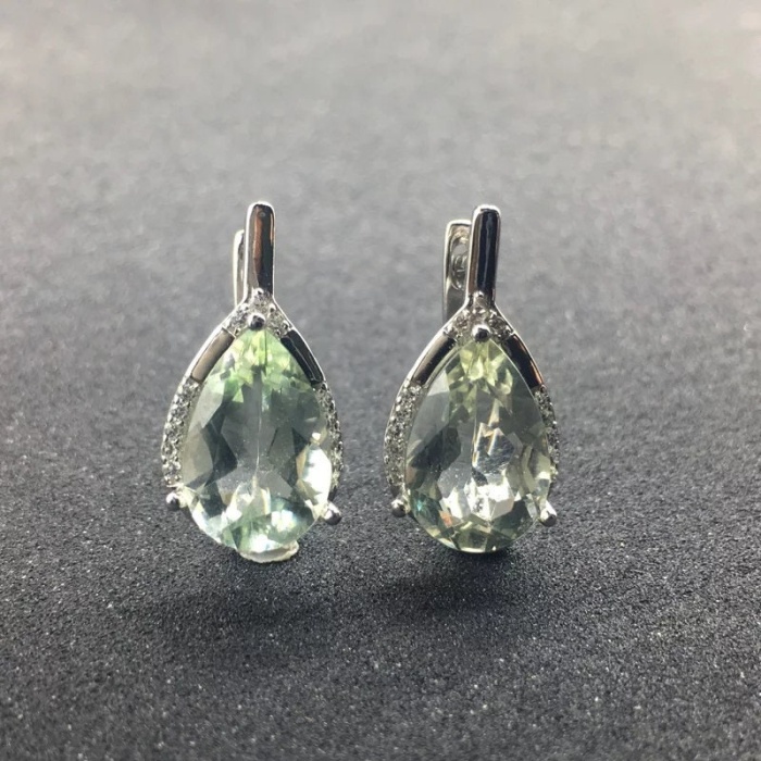 Natural Green Amethyst Drop Earrings, 925 Sterling Silver, Green Amethyst Earrings, Luxury Earrings, Green Amethyst Pear Earrings | Save 33% - Rajasthan Living 5