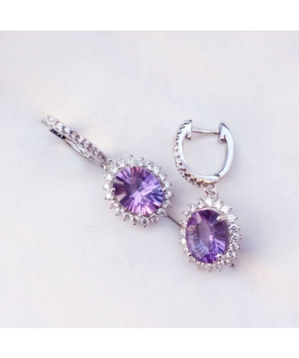 Natural Amethyst Drop Earrings, 925 Sterling SIlver Drop Earrings, Amethyst Earrings, Gold Earrings, Luxury Earrings, Cushion Cut Earrings | Save 33% - Rajasthan Living 3