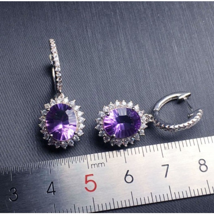 Natural Amethyst Drop Earrings, 925 Sterling SIlver Drop Earrings, Amethyst Earrings, Gold Earrings, Luxury Earrings, Cushion Cut Earrings | Save 33% - Rajasthan Living 9