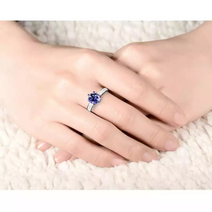 Natural Tanzanite Ring,14k Solid White Gold Engagement Ring,Wedding Ring, Tanzanite Ring, luxury Ring, soliture Ring, Round cut Ring | Save 33% - Rajasthan Living 7