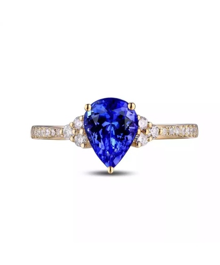 Natural Tanzanite Ring, 14k Solid Yellow Gold Engagement Ring, Wedding Ring, Tanzanite Ring, luxury Ring, soliture Ring, Pear cut Ring | Save 33% - Rajasthan Living