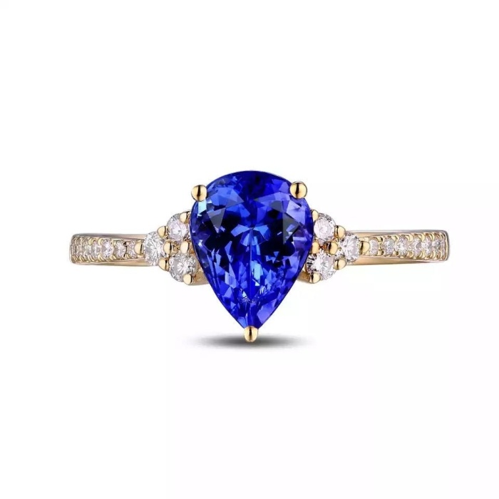 Natural Tanzanite Ring, 14k Solid Yellow Gold Engagement Ring, Wedding Ring, Tanzanite Ring, luxury Ring, soliture Ring, Pear cut Ring | Save 33% - Rajasthan Living 5