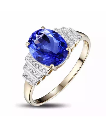 Natural Tanzanite Ring, 14k Solid Yellow Gold Engagement Ring, Wedding Ring, Tanzanite Ring, luxury Ring, soliture Ring, Oval cut Ring | Save 33% - Rajasthan Living