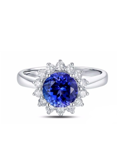 Natural Tanzanite Ring,18k Solid White Gold Engagement Ring,Wedding Ring, Tanzanite Ring, luxury Ring, soliture Ring, Round cut Ring | Save 33% - Rajasthan Living