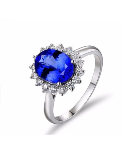 Natural Tanzanite Ring, 18k Solid White Gold Engagement Ring, Wedding Ring, Tanzanite Ring, luxury Ring, soliture Ring, Oval cut Ring | Save 33% - Rajasthan Living