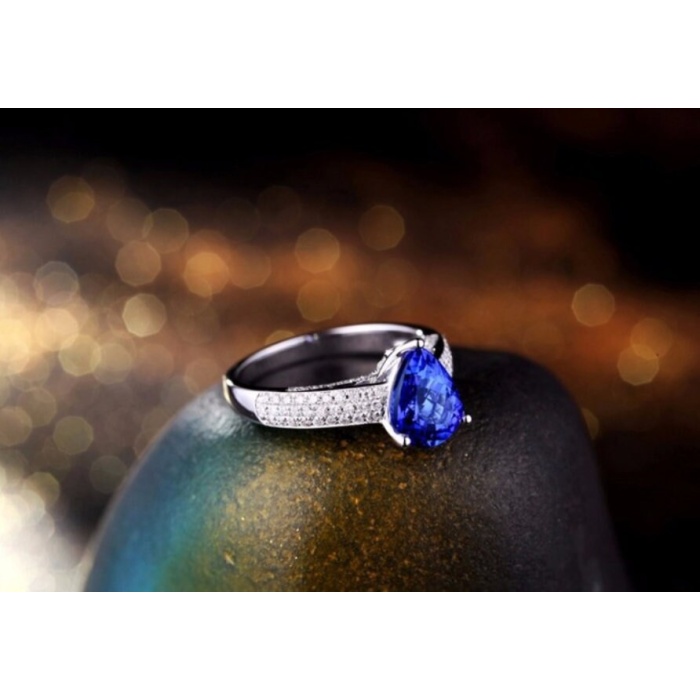 Natural Tanzanite Ring, 18k Solid White Gold Engagement Ring, Wedding Ring, Tanzanite Ring, luxury Ring, soliture Ring, Pear cut Ring | Save 33% - Rajasthan Living 8