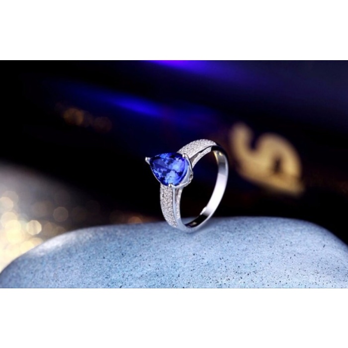 Natural Tanzanite Ring, 18k Solid White Gold Engagement Ring, Wedding Ring, Tanzanite Ring, luxury Ring, soliture Ring, Pear cut Ring | Save 33% - Rajasthan Living 10