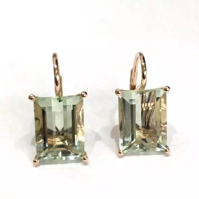 Natural Green Amethyst Drop Earrings, 925 Sterling Silver, Green Amethyst Earrings, Luxury Earrings, Green Amethyst Rectangle Earrings | Save 33% - Rajasthan Living 8