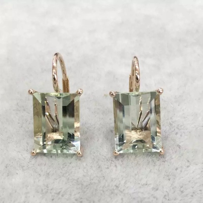 Natural Green Amethyst Drop Earrings, 925 Sterling Silver, Green Amethyst Earrings, Luxury Earrings, Green Amethyst Rectangle Earrings | Save 33% - Rajasthan Living 5