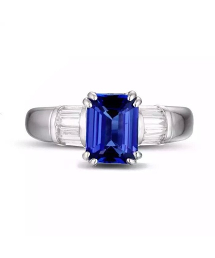 Natural Tanzanite Ring, 14k Solid White Gold Engagement Ring, Wedding Ring, Tanzanite Ring, luxury Ring, soliture Ring, Emerald cut Ring | Save 33% - Rajasthan Living