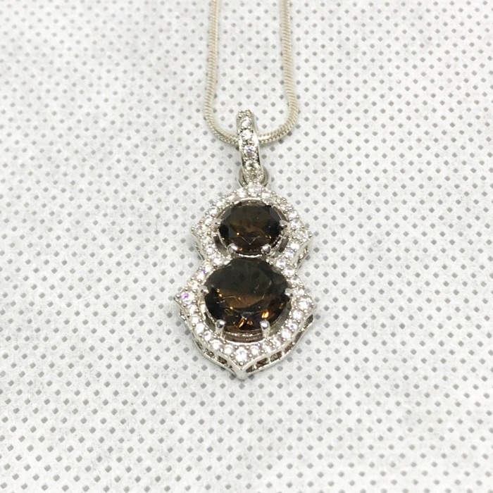 Natural Smoky Quartz Pendant, Engagement Pendent, Smoky Quartz Pendent, Woman Pendant, Pendant Necklace, Luxury Pendent, Round Stone Pendent | Save 33% - Rajasthan Living 5