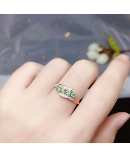 925 Sterling Silver Natural Green Emerald & Cubic Zirconia Woman Ring, Emerald Ring, Statement Ring, Engagement and Wedding Ring | Save 33% - Rajasthan Living