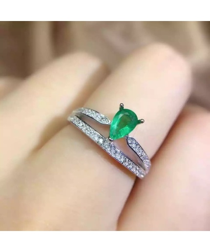 Natural Green Emerald & Cubic Zirconia Woman Ring, 925 Sterling Silver, Emerald Ring, Statement Ring, Engagement and Wedding Ring | Save 33% - Rajasthan Living 3