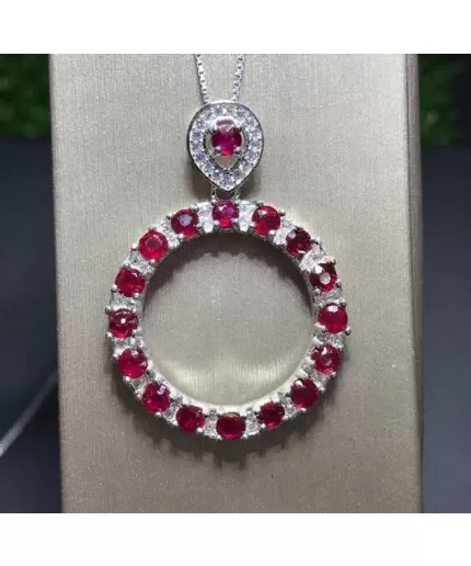 Natural Ruby Pendant, Engagement Necklace, Ruby Silver Pandent, Woman Necklace, Pendant Necklace, Luxury Necklace, Oval Cut Stone Pendant | Save 33% - Rajasthan Living