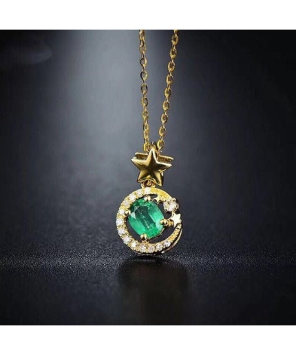 Natural Emerald Pendant, Engagement Pendent, Emerald Silver Pendent, Woman Pendant, Pendant Necklace, Luxury Pendent, Oval Cut Stone Pendent | Save 33% - Rajasthan Living