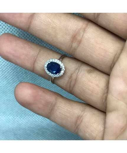 Natural Blue Sapphire Ring, 925 Sterling Sliver, Sapphire Engagement Ring, Wedding Ring, Sapphire luxury Ring, soliture Ring, Ovel cut Ring | Save 33% - Rajasthan Living 3