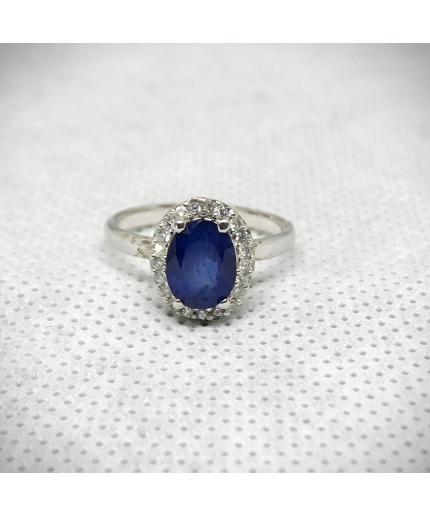 Natural Blue Sapphire Ring, 925 Sterling Sliver, Sapphire Engagement Ring, Wedding Ring, Sapphire luxury Ring, soliture Ring, Ovel cut Ring | Save 33% - Rajasthan Living