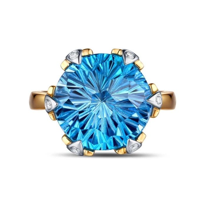 Natural Blue Topaz Ring, 14k Yellow Gold, Topaz Engagement Ring, Topaz Ring, Wedding Ring, Topaz Luxury Ring, Ring/Band, Round Cut Ring | Save 33% - Rajasthan Living 8