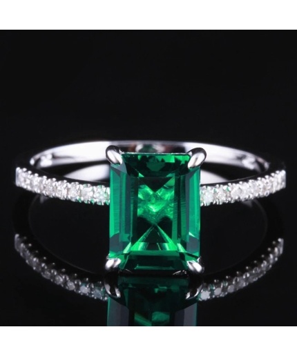 Emerald & Diamond Woman Ring, 14k White Gold, Emerald Ring, Jewelry, Statement Ring, Engagement and Wedding Ring, Emerald cut Ring | Save 33% - Rajasthan Living