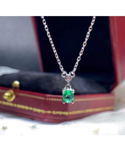 Natural Emerald Pendant, Engagement Pendant, Emerald Silver Pendent, Woman Pendant, Pendant Necklace, Luxury Pendent, Oval Cut Stone Pendent | Save 33% - Rajasthan Living