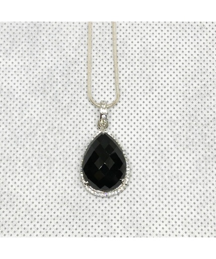 Natural Black Spinel Pendant, Engagement Pendent, Silver Spinel Pendent, Woman Pendant, Pendant Necklace, Luxury Pendent, Pear Stone Pendent | Save 33% - Rajasthan Living